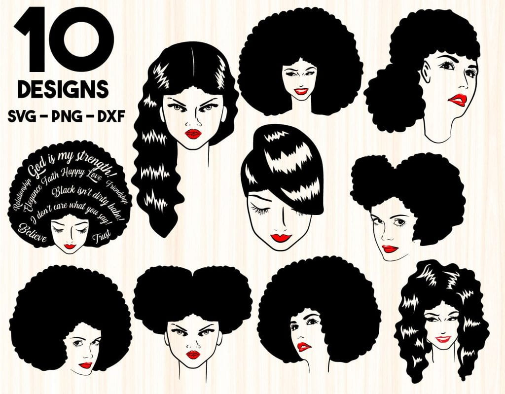 afro woman silhouette black woman svg free – Free SVG Cut Files